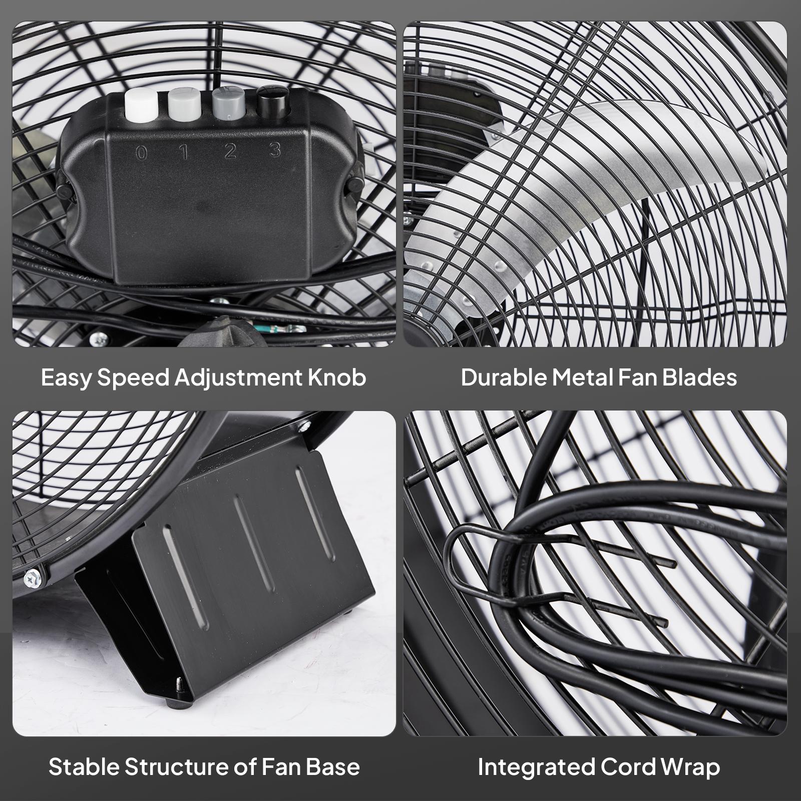 26/30 Inch High Velocity Drum Fan, 9500CFM Industrial Metal Floor Fan with Handle, Heavy Duty, 3-Speed, Air Circulator for Shop, Garage, Gym, Barn, Commercial, UL Listed, Yellow