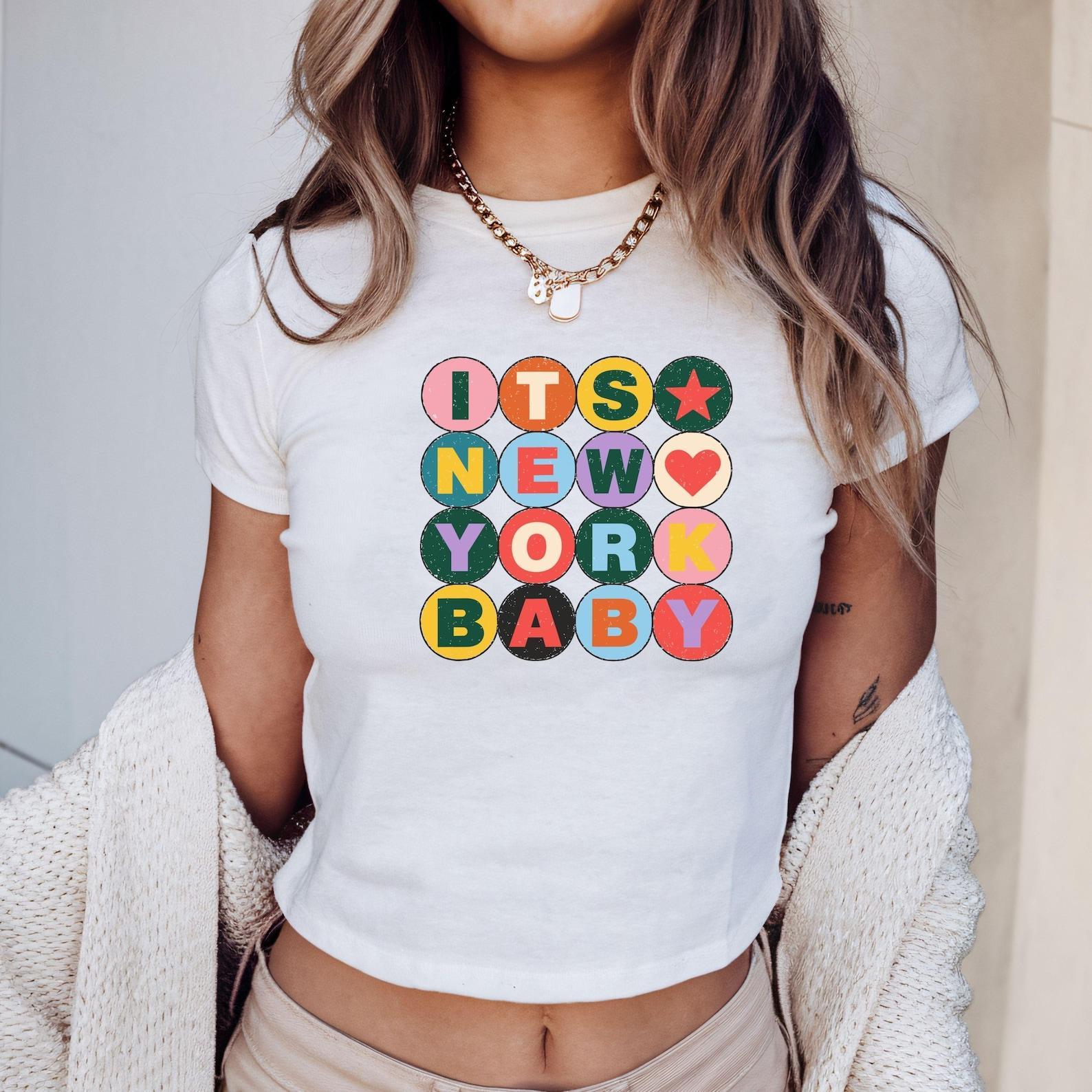 HS New York Baby Tee, Retro NYC Graphic Baby T-Shirt, It’s New York City Shirt, Y2K Street Style Tee, Trendy Concert Outfit Top
