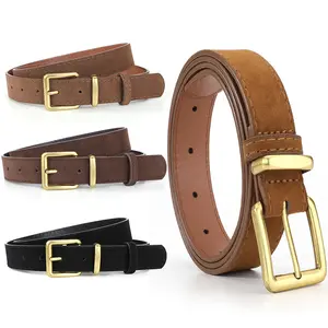 SleekHush Leather Belt - PU & Cowhide Material, 105cm Multi-Hole Fashion Accessory with Snap Buckle for Elevating Jeans Style