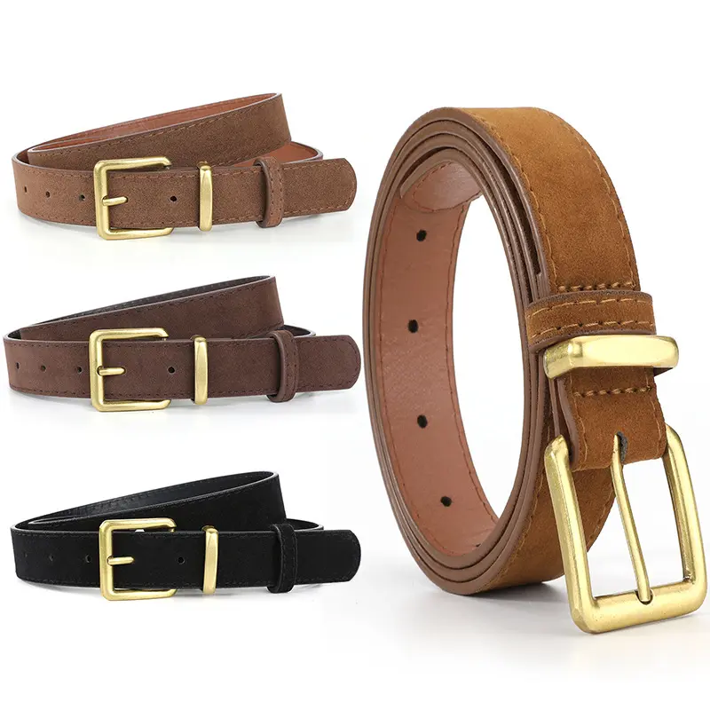 Suede Belt for Women Vintage Decorative Suit Jeans Commuting Casual High-end Feel Women's Pin Buckle Belt