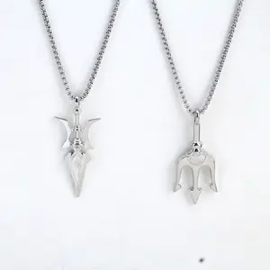 HN037:Hip-Hop Style Necklace, Poseidon Trident Necklace for Women and Men hip hop