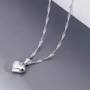 1pc Heart Pulling 925 Silver Plated Heart Pendant Necklace, Suitable for Daily Wear - Perfect Gift initial pendant necklace daily gift jewelry  gifts Vintage Cross Pendant with Rotatable Crown