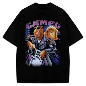 Joe Camel T-Shirt Joe Camel Motorcycle Vintage AD Custom Graphic Tee Crewneck Cotton Menswear Top tiktokshopspringglowup
