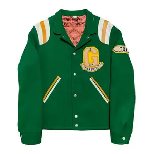 Gucci Tiger Motif Varsity Jacket Green