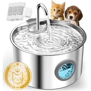Cat Water Fountain Stainless Steel 108oz/3.2L Automatic Pet Water Fountain for Cats/Dogs Indoor Ultra Quiet Metal Cat Fountains for Drinking Kitty Watering Supplies for Pets & Small Animals
