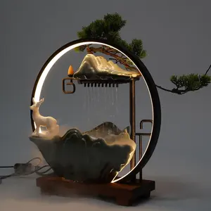 Desktop Water Fountain Indoor Waterfall with Atomizer & LED Table Decor Fountain Decoration Decorative Ornaments