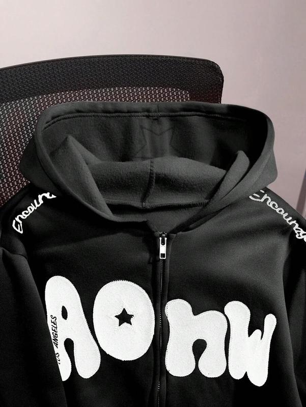 Hot Pink Zip Up Hoodie . Star Patch “New York” & Bold Black Letter Graphic . Trendy Y2K Streetwear Jacket . Encourage Embroidery Detail . Soft Fleece Aesthetic Hoodie for Women