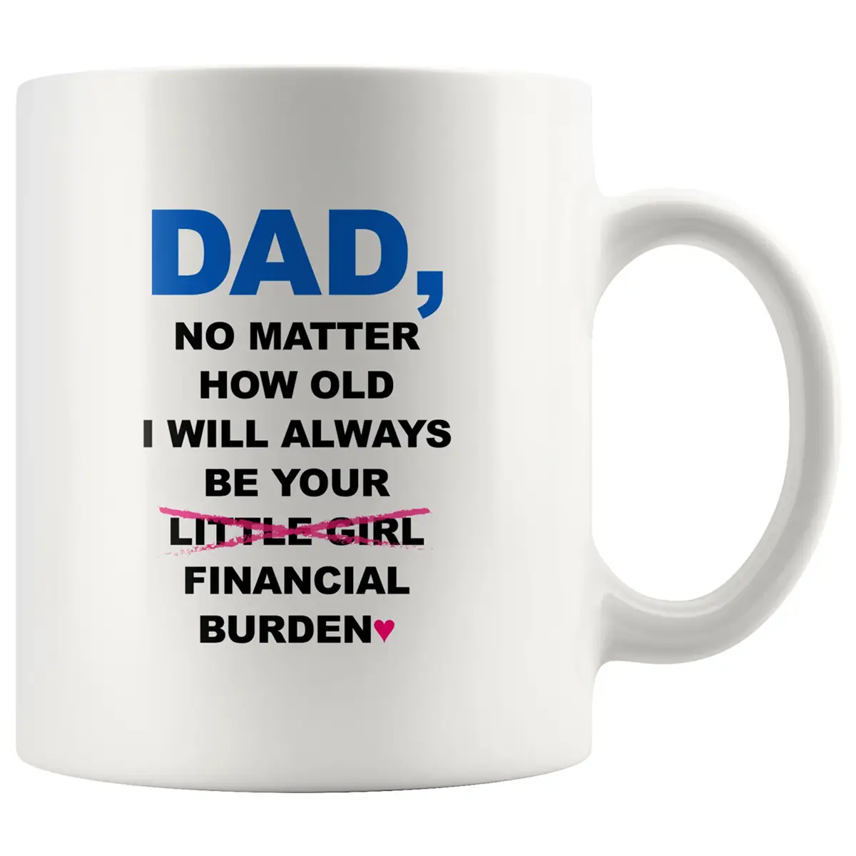 Dad No Matter How Old I Will Always Be Your Financial Burden Coffee Mug, Gifts for Dad From Daughter, Birthday Fathers Day Christmas Gifts, Funny Dad