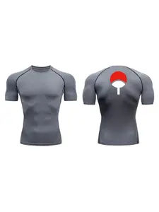 Graphic Compression Shirts for Men Athletic Quick Dry Rash Guard Stretchy Baselayers Undershirts Gym Workout Running Tshirt Tops