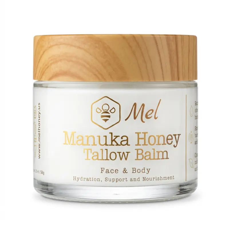 Unisex Mel Whipped Tallow & Honey Body Moisturizer Balm - Grass-Fed Beef Tallow, Bee Wax, Vitamins, Non-Toxic, Anti-Bacterial, Hydrating, Skin Barrier Repair, Eczema Relief, Clean Natural Ingredients, Fragrance Free, Body Care, Soothing Moisture - 2.02 oz