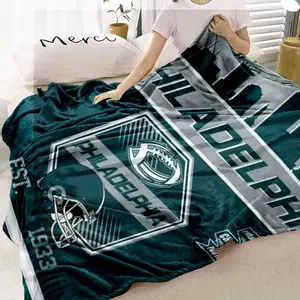 Philadelphia Football Team Pattern Blanket, Soft Warm Throw Blanket, Air-conditioned Room Blanket, Warm Nap Blanket for Home Office Travel