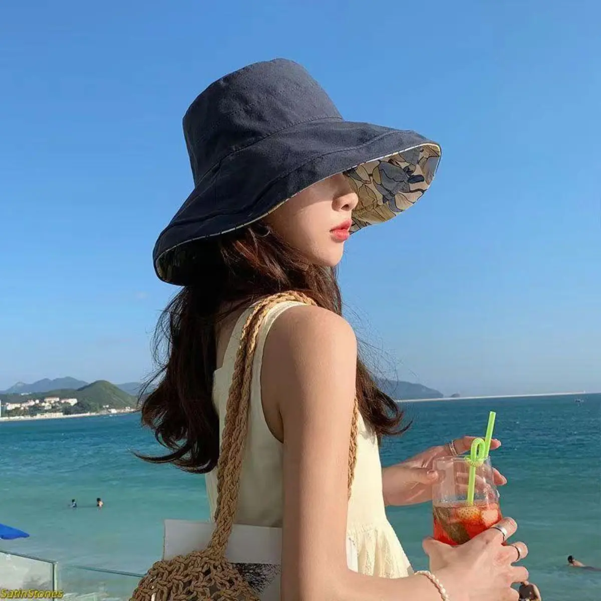 Women's Reversible Floral Bucket Hat, 2026 Trending Wide-Brimmed Cotton-Linen Casual Wear Hat, Unisex Fit, UV Protection, Face Coverage Sun Shield, Cotton-Linen Hats, Solar Protection Hats