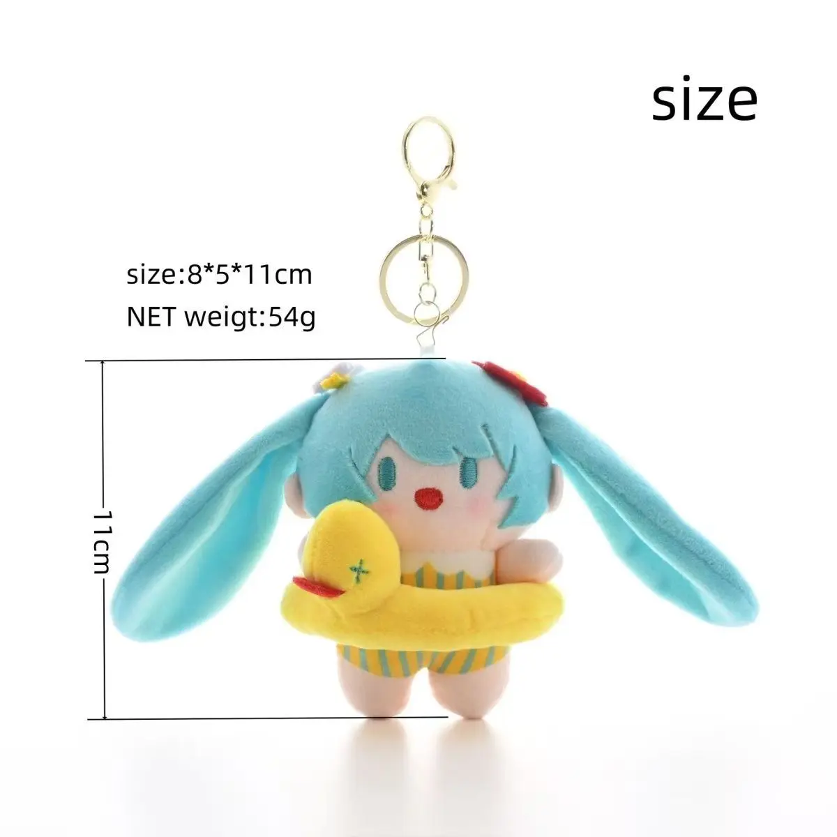 Hatsune Miku Doll Keychain, Miku Series Plush Doll, Miku with Swim Ring Plush, Birthday Gift