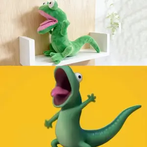 Funny Green Lizard Plush Toy Cute Stuffed Animal with Goofy Expression