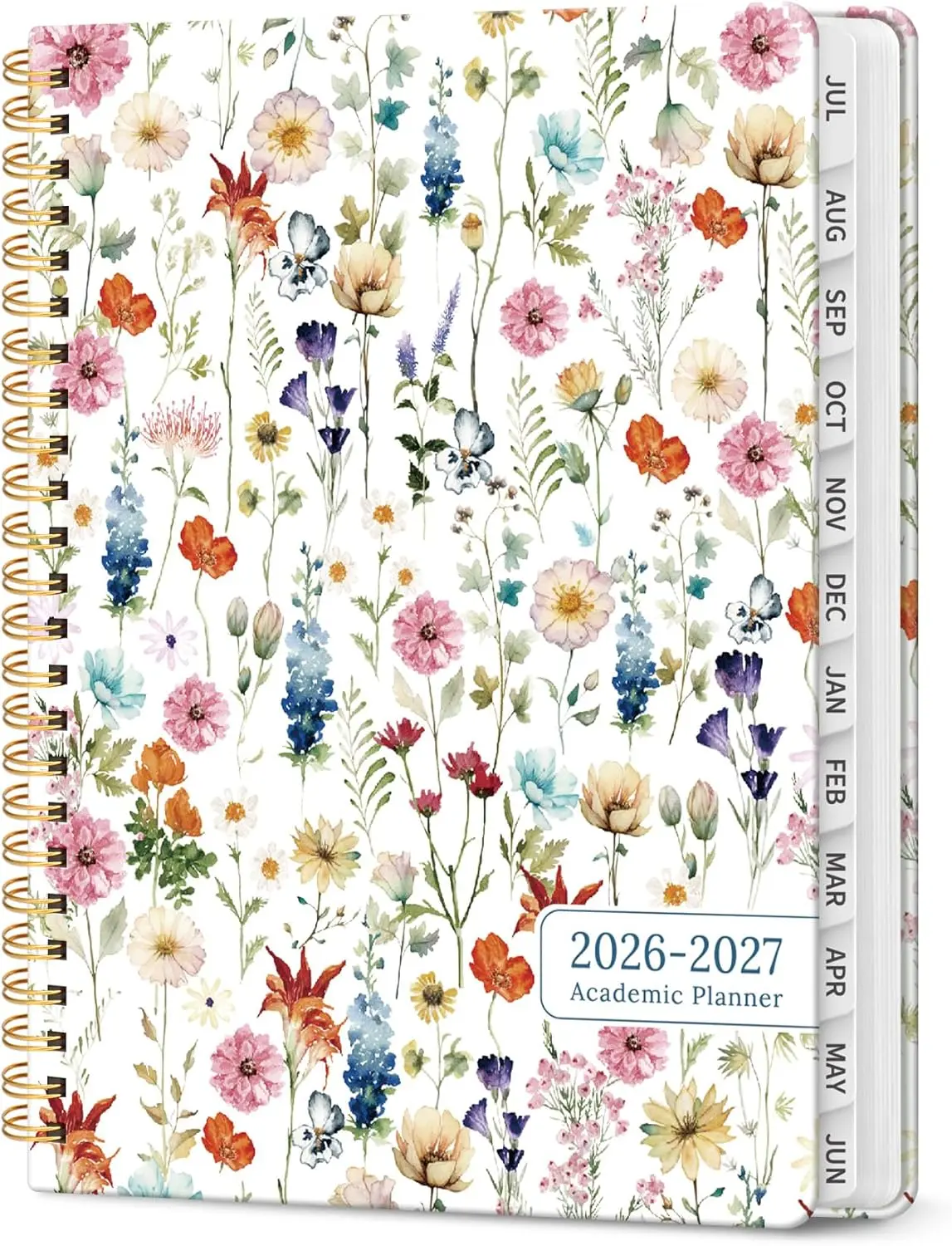 Planner 2026-2027, Jul 2026-Jun 2027 Monthly & Weekly Calendar Planner | 6.3" x 8.5", Hardcover Academic Calendar, Teacher Student Agenda Book with Tabs, School Office Supplies, Wildflowers