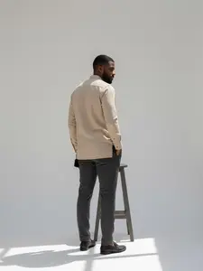 Heritage Linen Mandarin Set - Embroidered Two-Piece Executive Suit