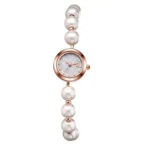 OIDEA Women's Pearl Bracelet Watches: Ultra-Thin Analog Quartz Adjustable Drawstring Band Casual Dress Wristwatch for Women