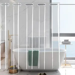 No Hook Clear Shower Curtain Liner PEVA Plastic  Heavy Duty Bathroom Curtain Hook Free Transparent Shower Liner 72x74 Inches