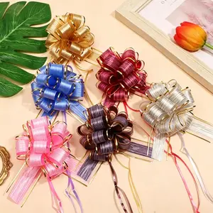 6Pcs Pull Bow Ribbon for Gift Wrapping – Multicolor Tassel Bow for Wedding, Valentine’s Day, Basket & Party Supplies, Self-Adhesive Decorative Gift Box Topper