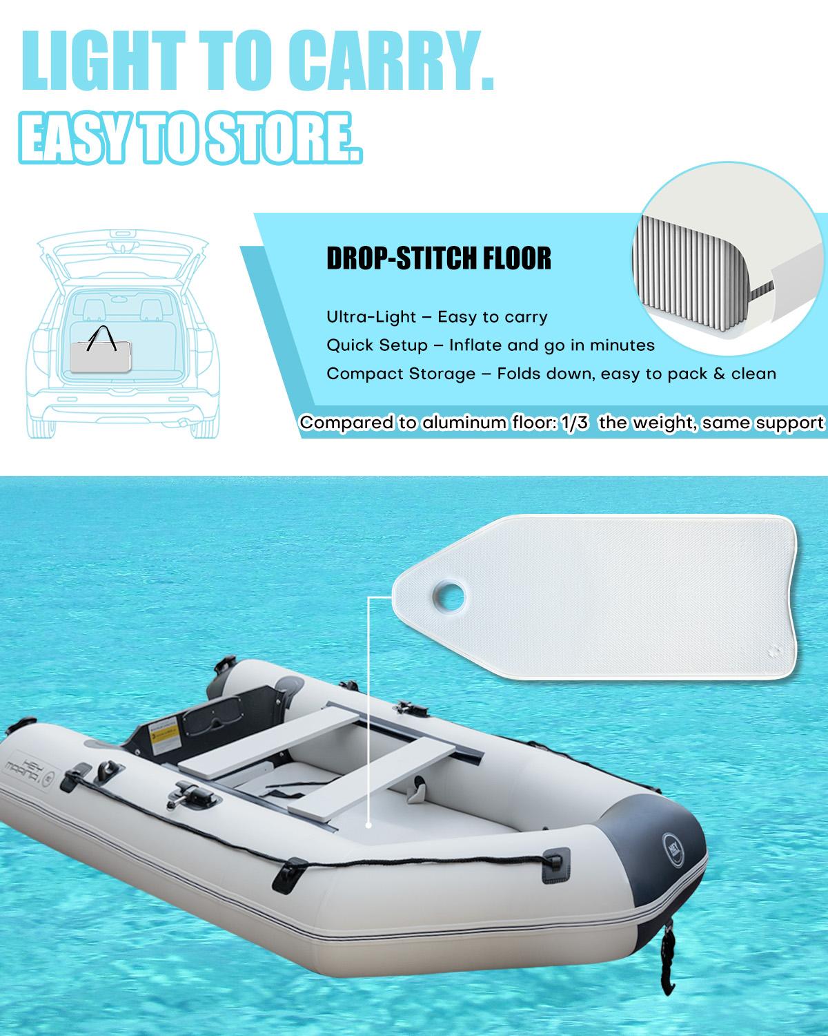 10' x 5' HEYMARINA Inflatable Boat Dinghy, Heavy Duty Blow Up Raft for Fishing, Family Adventure, Lakes, Rivers & Coastal Water