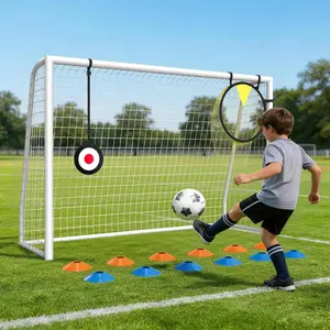 Soccer Goal for Backyard with Target Net & Training Cones，12x6 / 8x6 / 6x4 FT Metal Frame Soccer Net with Shooting Target – Easy Assembly for Kids, Teens & Adults