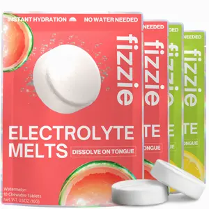 Fizzie Electrolyte Melts By Jason Derulo - Variety 4 Pack - Dissolving Electrolyte Tablets For Fast Hydration - Natural, Sugar-Free Hydration Supplement - 2x Watermelon, 2x Lemon Lime (40 Servings)