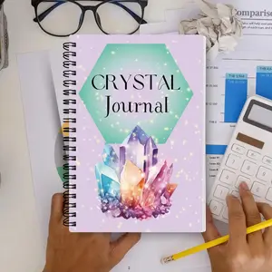 Crystal Journal Book, Guided Workbook for Seven Chakra Healing, Crystal Grids, Intentions, Meditation & Manifesting, Includes Ritual Pages