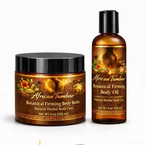 African Tumbao Botanical Duo Firming Body Oil & body balm 4oz Moisturizing Skin Smoothing curve support Natural Herbal Hydrating set 4 oz