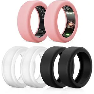 6 Pack Ring Protector Compatible with Oura Ring Gen 4/Oura Ring Gen 3/  Ring/RingConn2&1, Silicone Ring Cover Working Out Accessories Men Women-S for 5 6 7 8 9 10