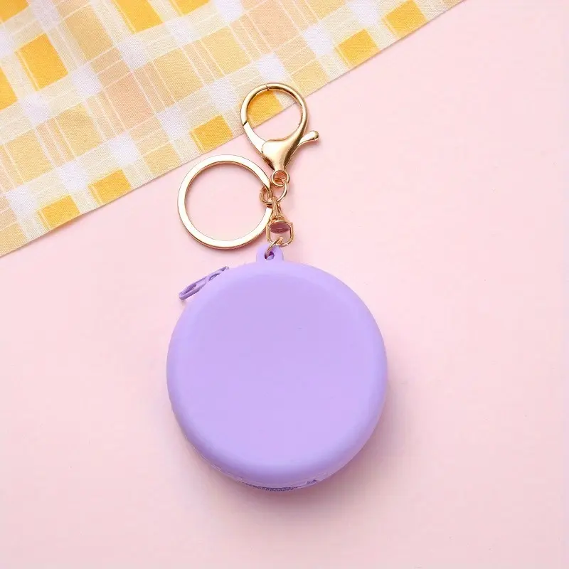 1pc Round Silicone Change Purse, Portable Jewelry Purse, Cute Coin Purse, Lady Purse Key Purse