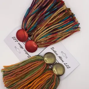 Shiny Button Tassel Earrings