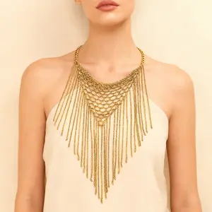 Light Luxury Tassel Geometric Necklace, Personalized High-End Waterfall Necklace