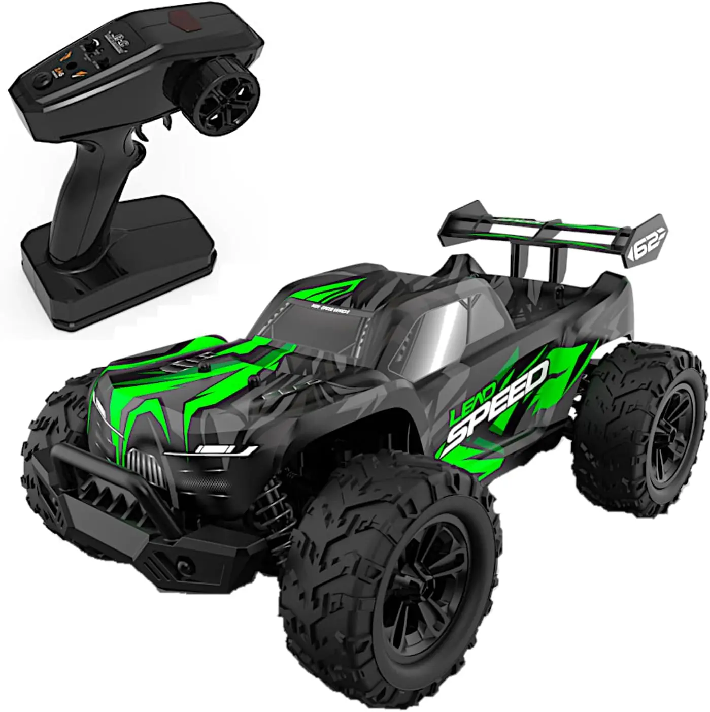 1/16 Ferocious RC Monster Truck - 4x4 Off-Road Truggy, 2.4GHz Radio Remote Control, 30kmph Speed Sports Car, 12"l x 7"w x 5"h All Terrain LED Vehicle with LED Headlights, Metal Gear, 1300mAh Battery, for 12+ Years, 1/16 Ferocious Rc Off-Road Truggy