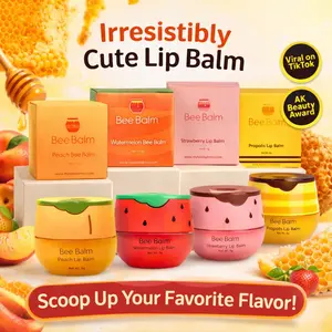 Bee Balm Fruity Lip Balm – Hydrating Lip Care with Beeswax & Botanical Oils | Peach, Watermelon, Strawberry & Propolis | Cute Fruit Design Moisturizing Lip Balm Moisture Smooth Moisturize Gift Hydrate