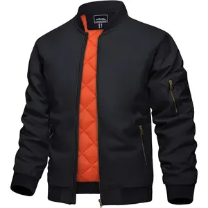 KEFITEVD Men's Bomber Jackets Fall Winter Windbreaker Warm Jacket Full Zip Padded Casual Work Coats