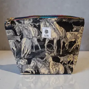 Western Sock Project Bag – Cowboy Knitting Bag – Ranch Theme Zipper WIP Bag