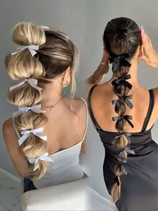Women's Bow Hair Ties Set of 8, Stylish Elastic Rubber Bands for Daily Use, Perfect for Secure Ponytails & Buns, Elastic Hair Accessory, Ponytail Holders