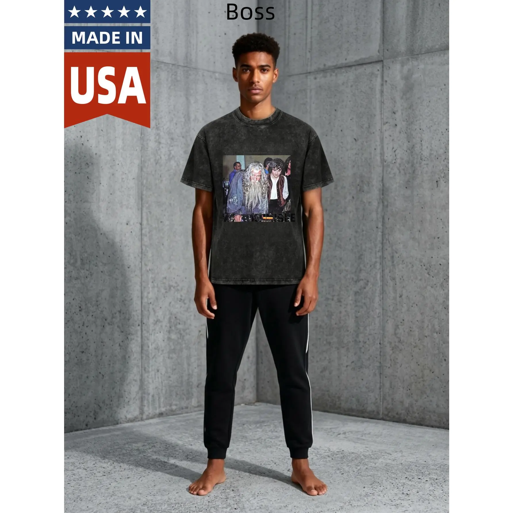 Men's Gandalf DJ Graphic T-Shirt - Soft, Breathable Garment-Dyed Cotton, Casual Relaxed Fit Short-Sleeve Tee for Fantasy Fans