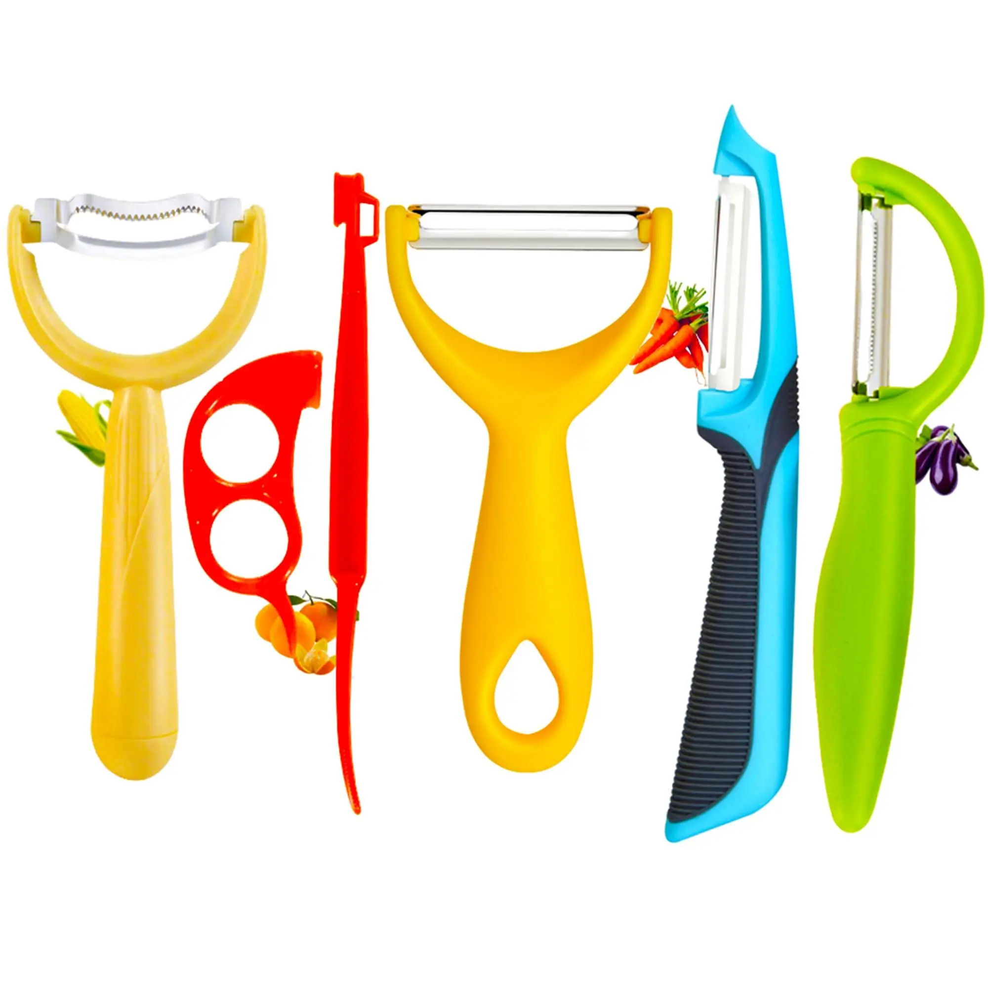 Vegetable Peeler Set with Corn Stripper, Y Peeler and Orange Peeler for Potatoes, Apples and Corn