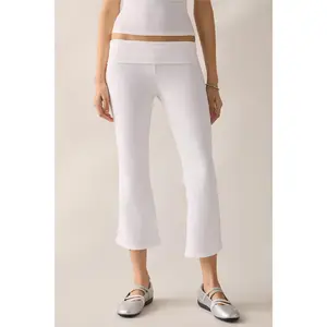 Womens Striped Pants Casual Low Rise Cropped Leggings Fashionable Dark Grey and Rose Horizontal Stripe Yoga Trousers for Daily Wear