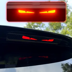 Monster Eyes Car Rear Light Sticker - Cartoon Devil Eyes Tail Light Decal, Car Truck Decal, Sticker For Cars, Carbon Fiber Pattern, Transparent Night Projection, Fun Horror Theme, Self-Adhesive, for Plastic and Glass Surfaces
