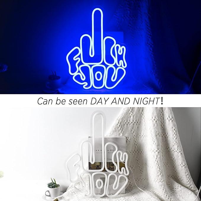Letters Gesture Neon Signs for Wall Pink LED Neon Lights USB Neon Wall Light Neon Bar Light Up Sign for Bedroom Party Pub Game Zone Decoration