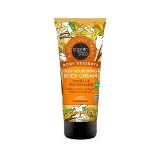 Organic Shop Coconut Oil & Vanilla Extract Deep Nourishing & Hydrating Body Cream, 100% Vegan & Organic, Daily Moisturizer, Body, Face & Hand Natural Lotion, Intensive Care & Skin Hydration. 150ml.