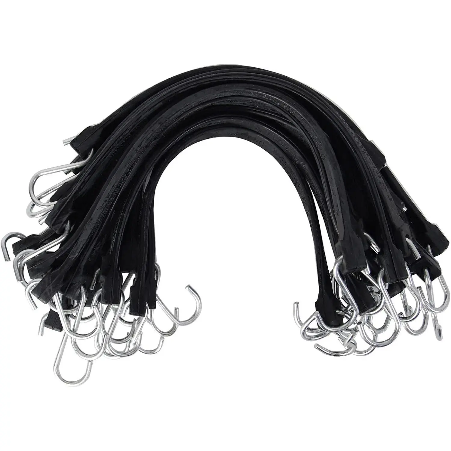 20-Pack 15" Lengths EPDM Rubber Tarp Straps, Adjustable Pre-Hooked Bungee Cords with Metal Hooks for Secure Cargo, Motorcycle, Outdoor Tarp Covers, Tie Down