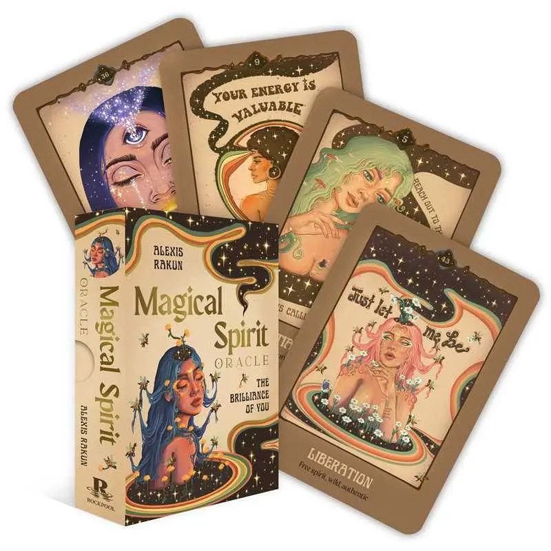 Magical Spirit Oracle Deck and Guidebook, 44 Gilded Cards with Rituals, Affirmations and Manifestation