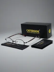 CATERSIDE Oval Retro Metal Frame Glasses, Uv400 Protection, Unisex Casual Style, Blue Light Blocking, All Seasons, Outdoor Cycling, Music Festivals