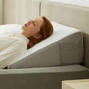 Wedge Pillow, 8 inch Bed Wedge Pillow for Headboard, Pillow Wedge for Acid Reflux Relief, Sleeping, After Surgery, Snoring, Gerd, Pillow Wedge - Cooling Top, White/Grey