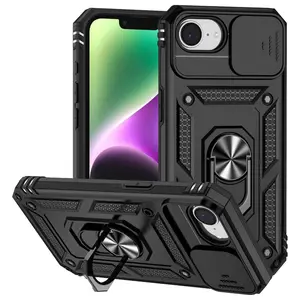 Armor Design Phone Case with Ring Holder, Shockproof Phone Protective Cover, Phone Accessory Compatible with iPhone 16, Casing