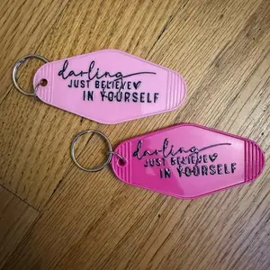 Darling Just Believe in Yourself Motel Keychain - Pink and Purple Colors with Inspirational Message