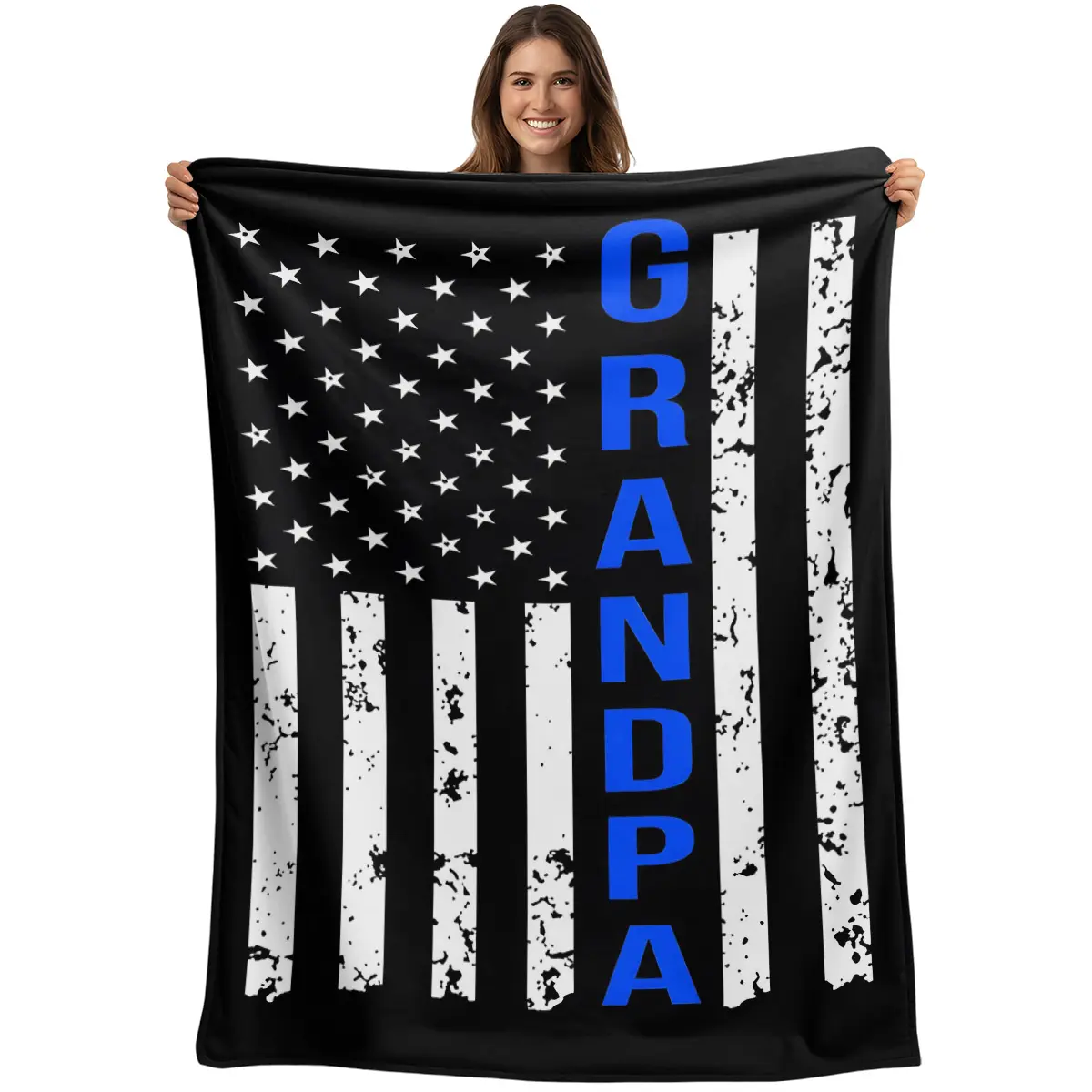 Grandpa Est Blanket American Flag Blanket for Father's Day Gift from Grandkids Personalized Family Blanket For Fathers Day Gifts For Veteran b1227
